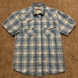 Ariat Short Sleeve Plaid Pearl Snap Short Sleeve Western Top